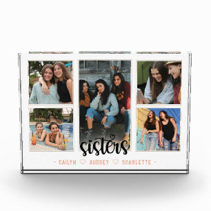 Sisters Photo Collage with 5 Photos & Custom Text