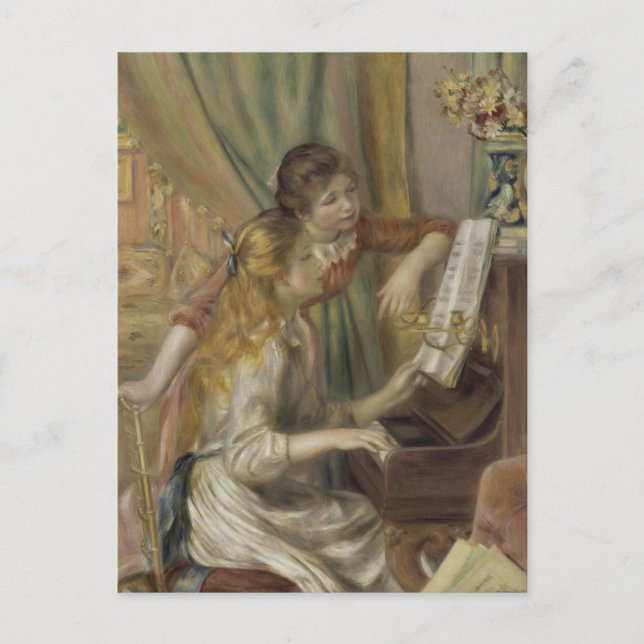 Sisters Playing the Piano Postcard (Front)