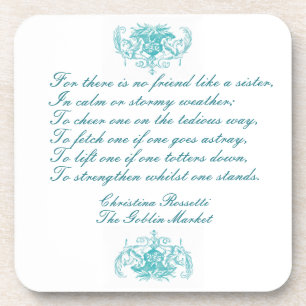 Sisters Poem by Christina Rosetti in Blue Ink Coaster