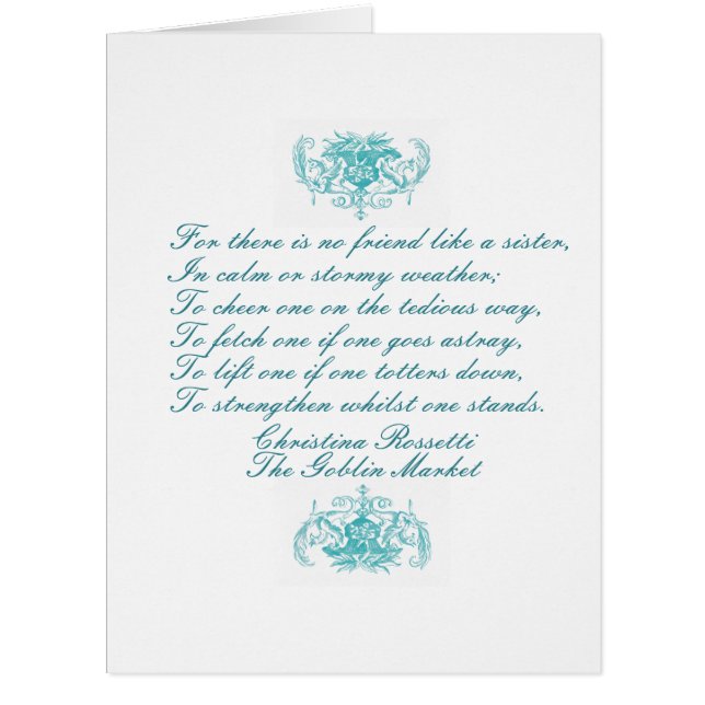 Sisters Poem by Christina Rossetti Turquoise Ink (Front)