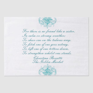 Sisters Poem Christina Rossetti Turquoise Script Tissue Paper