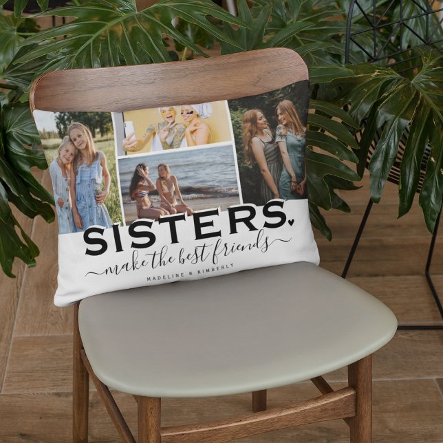 SISTERS Quote & Photo Collage Gift  Accent Pillow (Creator Uploaded)