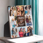 Sisters Script Gift For Friends Wood Photo Collage Plaque<br><div class="desc">The Sisters Script Gift for Friends Photo Collage Plaque is a beautiful way to celebrate your cherished friendship. Featuring a stylish script design with the words “Sisters, ” this plaque allows you to upload your favourite photos together, creating a personalized and heartfelt keepsake. Perfect for birthdays, holidays, or just because,...</div>