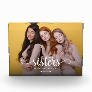Sisters Script Heart Modern Photo Block