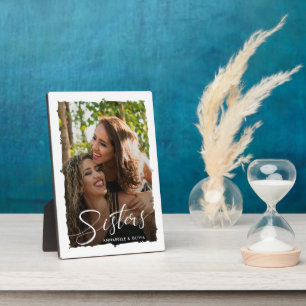 Sisters Script Modern Photo Plaque