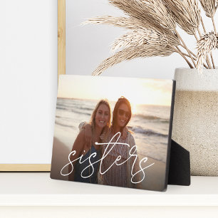 Sisters Script Overlay Horizontal Photo Plaque