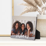 Sisters | Script Overlay Photo Plaque<br><div class="desc">Sweetly chic photo plaque features your favourite horizontal or landscape oriented photo with "sisters" as a white text overlay in hand lettered calligraphy script.</div>