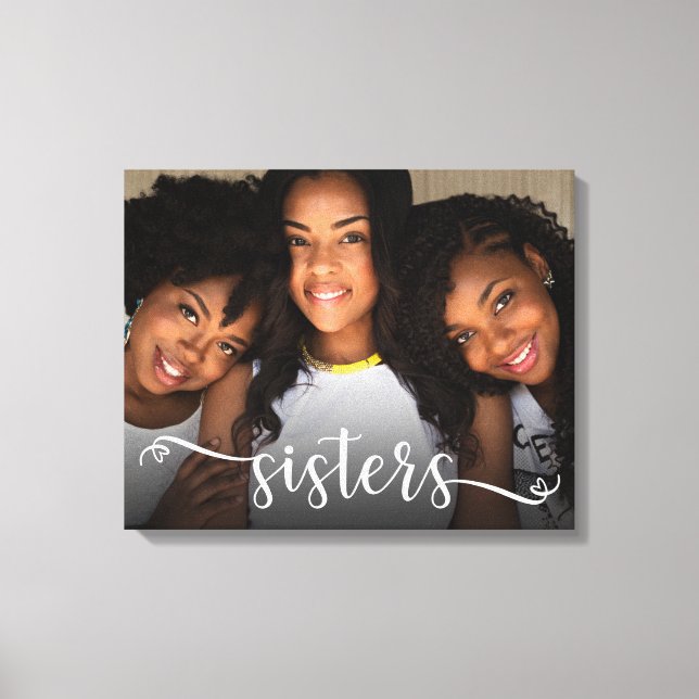 Sisters Script Photo Canvas Print (Front)