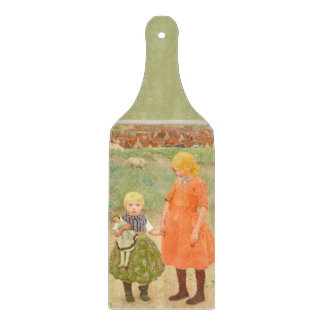 "SISTERS"/sisters holding hands/painting image Cutting Board