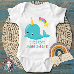 Sister's Sweetheart Kawaii Narwhal Baby Bodysuit