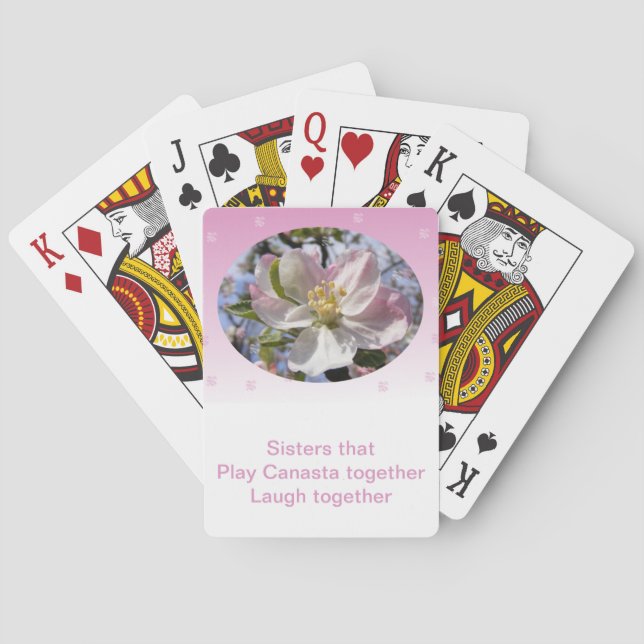 Sisters that Play Canasta Together Apple Blossom Playing Cards (Back)