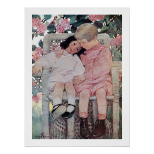 Sisters under Blossoms, Jessie Willcox Smith Poster