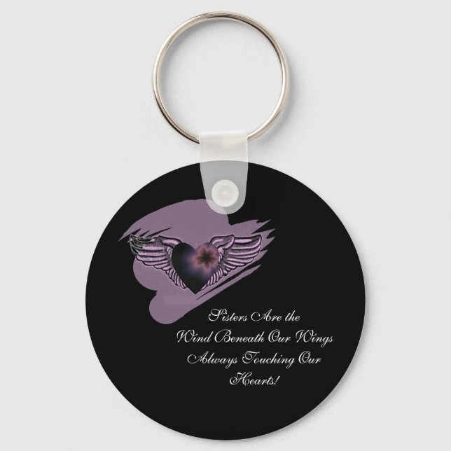 Sisters Winged Heart Keychain (Front)