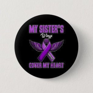 Sister's Wings Cover My Heart End Overdose 1 2 Inch Round Button