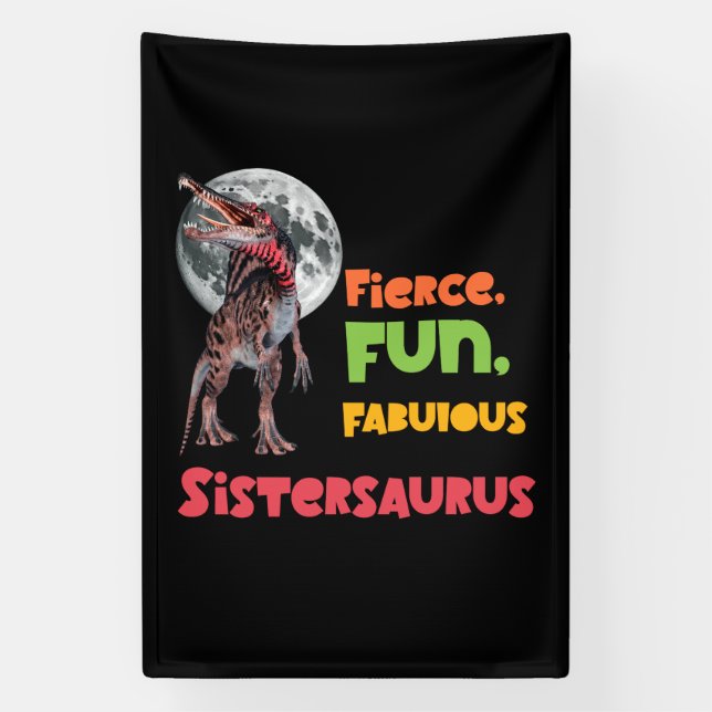 Sistersaurus Matching Sisters Dino Squad Design Banner (Vertical)
