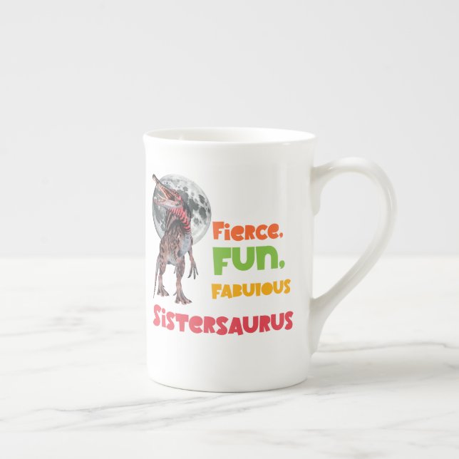 Sistersaurus Matching Sisters Dino Squad Design Bone China Mug (Right)