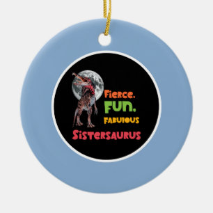Sistersaurus Matching Sisters Dino Squad Design Ceramic Ornament