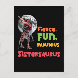 Sistersaurus Matching Sisters Dino Squad Design Holiday Postcard
