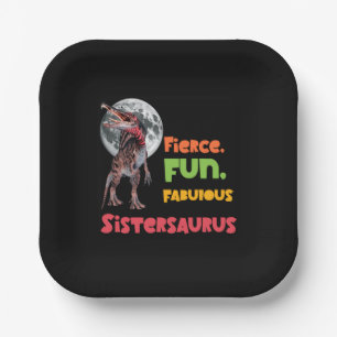 Sistersaurus Matching Sisters Dino Squad Design Paper Plate