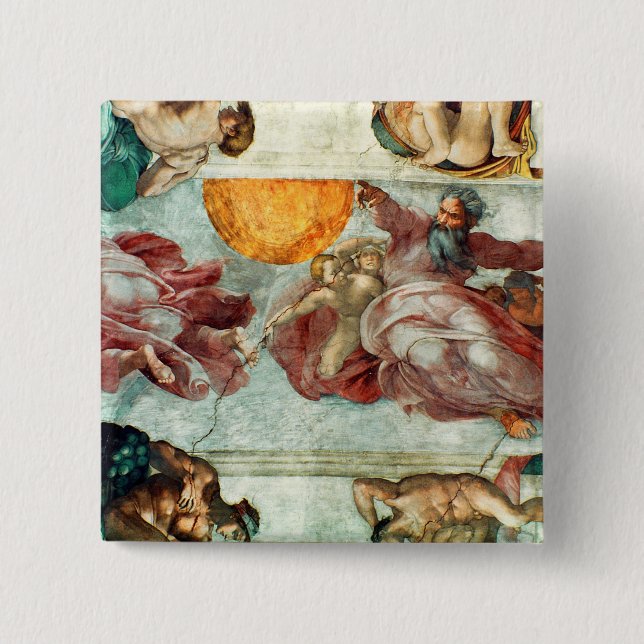 Sistine Chapel Ceiling 3 2 Inch Square Button (Front)
