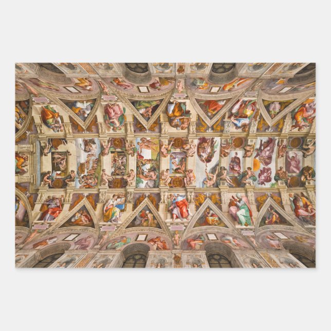Sistine Chapel Ceiling by Michelangelo Wrapping Paper Sheet (Front)