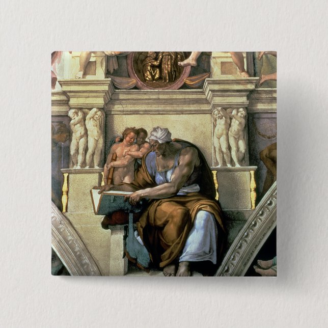 Sistine Chapel Ceiling: Cumaean Sibyl, 1510 2 Inch Square Button (Front)