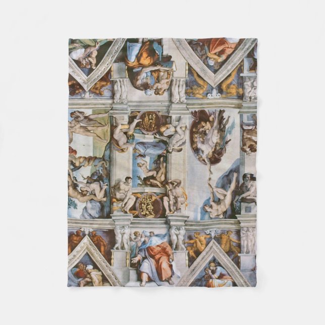Sistine Chapel Ceiling Michelangelo Fleece Blanket (Front)