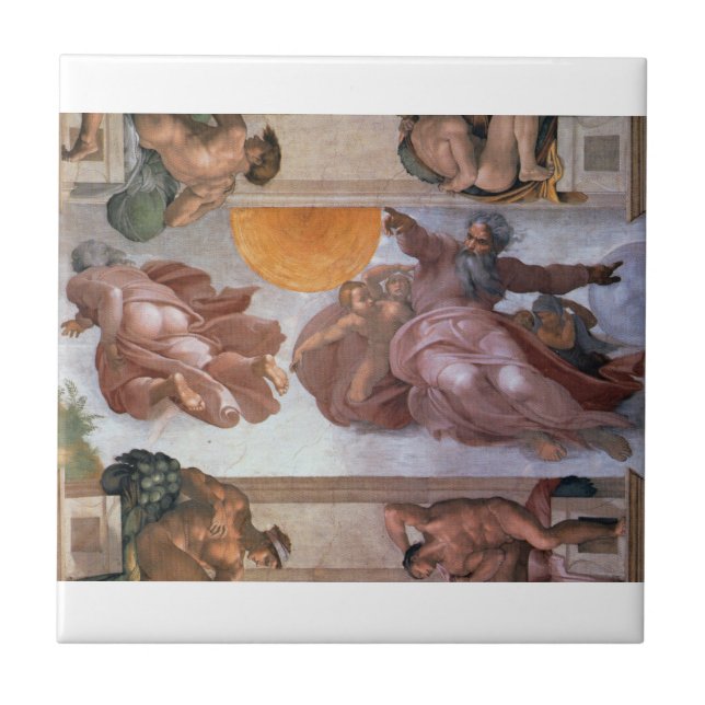 Sistine Chapel Ceiling Sun & Moon Michelangelo Tile (Front)