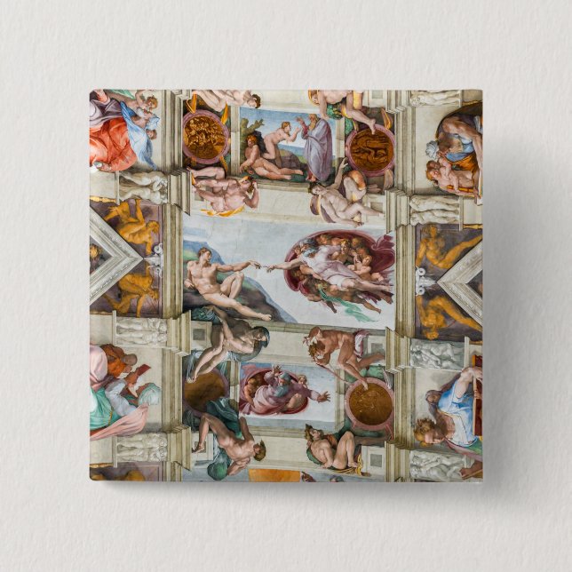 Sistine Chapel Michelangelo - Vatican, Rome, Italy 2 Inch Square Button (Front)