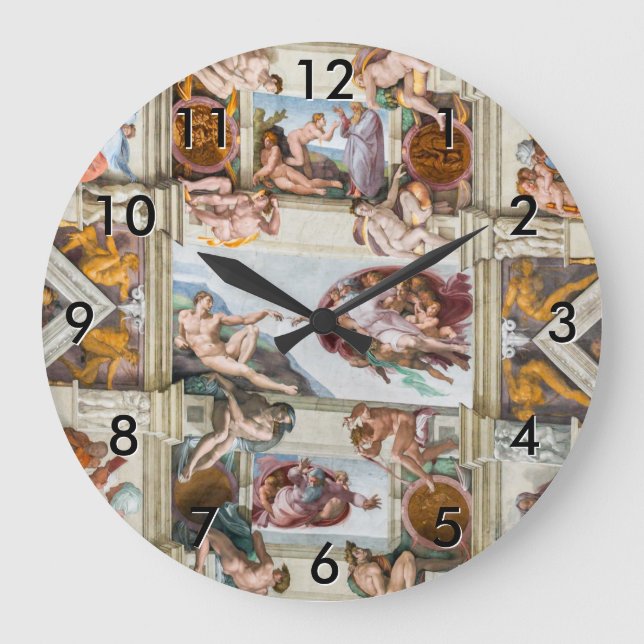 Sistine Chapel Michelangelo - Vatican, Rome, Italy Large Clock (Front)