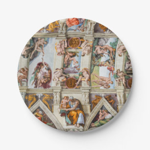 Sistine Chapel Michelangelo - Vatican, Rome, Italy Paper Plate