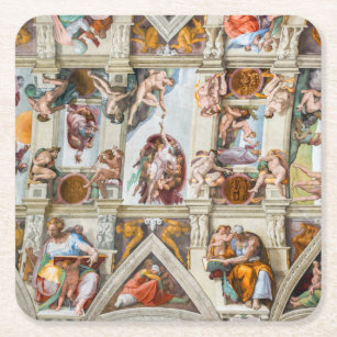 Sistine Chapel Michelangelo - Vatican, Rome, Italy Square Paper Coaster