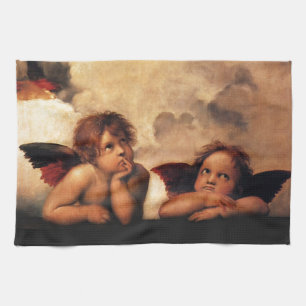 Sistine Madonna 2 Angels by Raphael Kitchen Towel