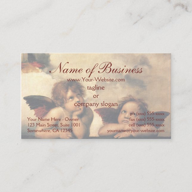 Sistine Madonna Angels by Raphael Raffaello Business Card (Front)