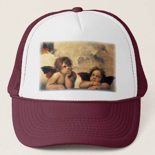 Sistine Madonna Angels by Raphael Sanzio Trucker Hat (Front)