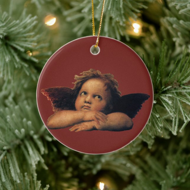 Sistine Madonna, Angels detail by Raphael Sanzio Ceramic Ornament (Tree)