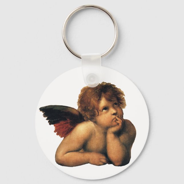 Sistine Madonna, Angels detail by Raphael Sanzio Keychain (Front)