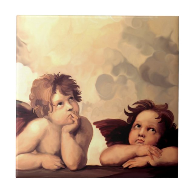 Sistine Madonna Cherubs Raffaelo Sanzio Tile (Front)