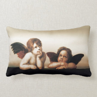 Sistine Madonna Cherubs Thinking Lumbar Pillow