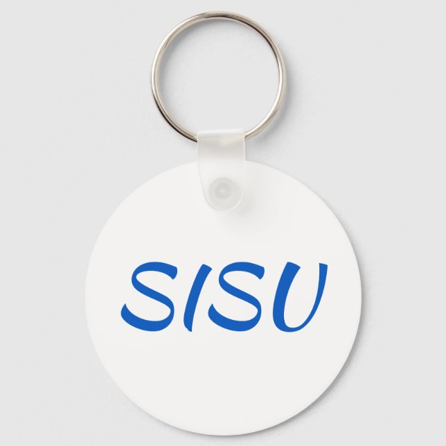 SISU Keychain (Round; White; Finnish Keychain) (Front)