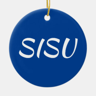 SISU Ornament (Round; Blue; Finnish Ornament)