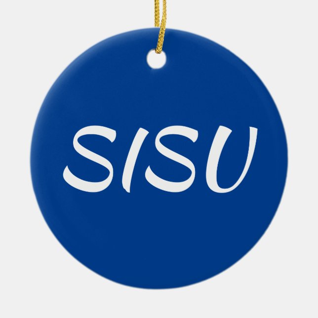 SISU Ornament (Round; Blue; Finnish Ornament) (Front)