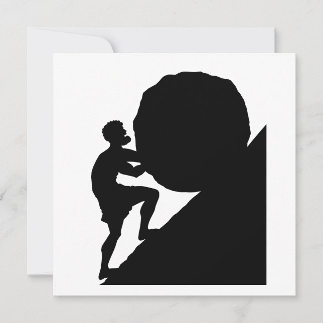 Sisyphus and Rock, Greek Mythology Holiday Card (Front)