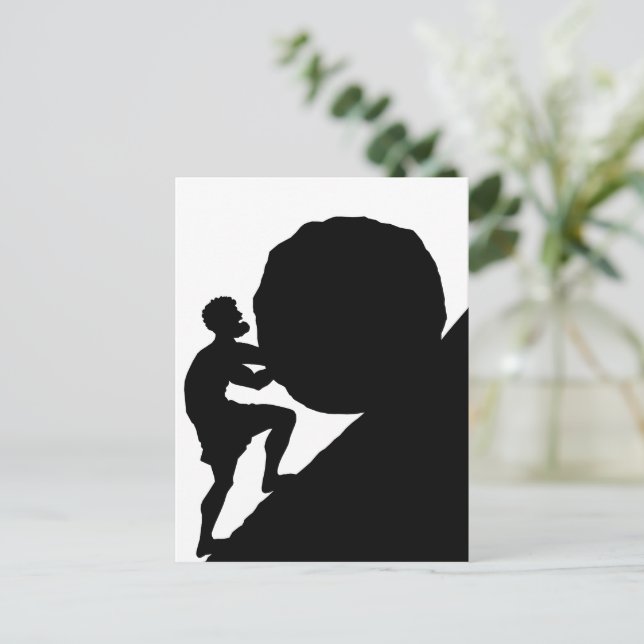 Sisyphus and Rock, Greek Mythology Holiday Postcard (Standing Front)