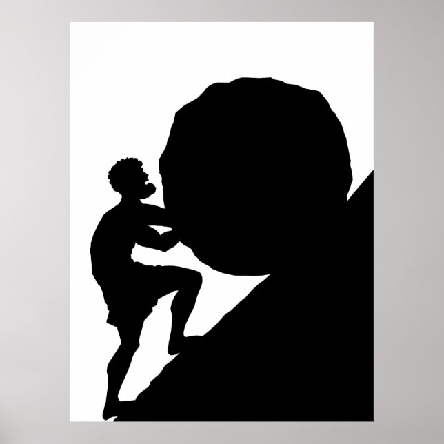 Sisyphus and Rock, Greek Mythology Poster (Front)