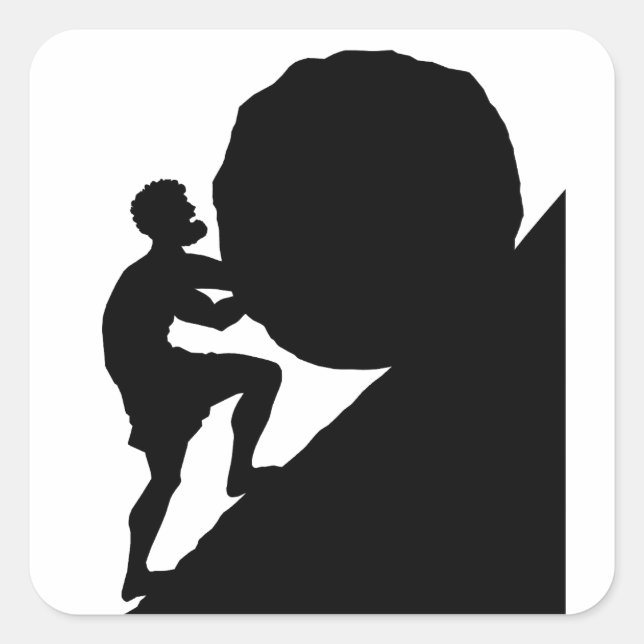 Sisyphus and Rock, Greek Mythology Square Sticker (Front)