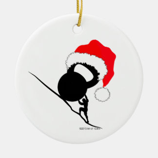 Sisyphus Kettlebell Merry Christmas Ceramic Ornament