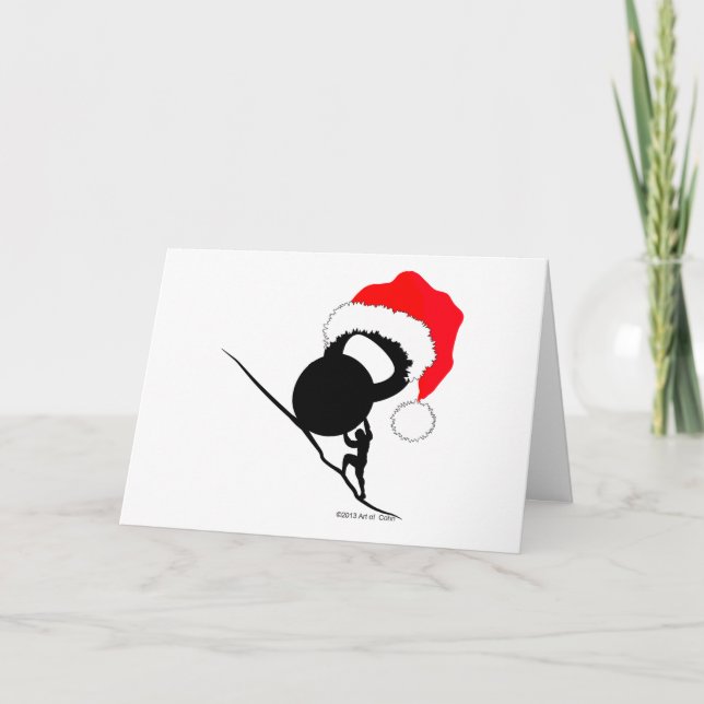 Sisyphus Kettlebell Merry Christmas Thank You Card (Front)
