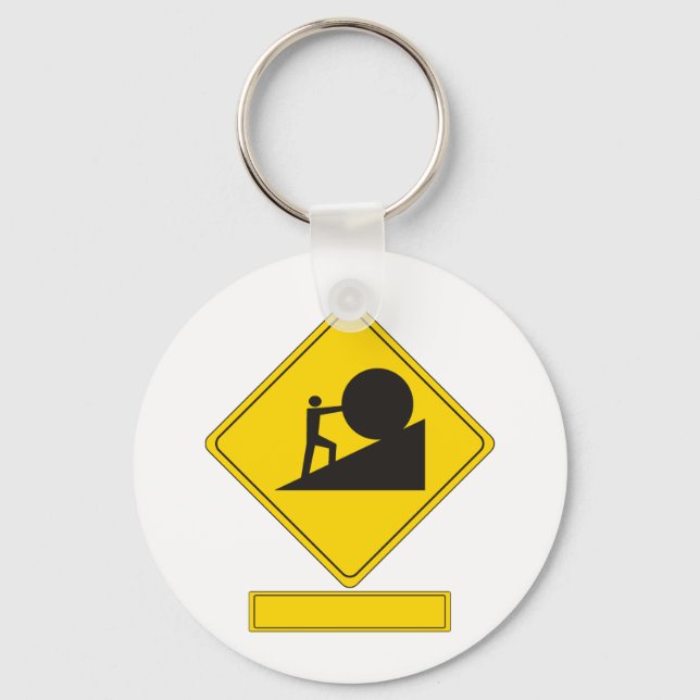 Sisyphus Road Sign Keychain (Front)