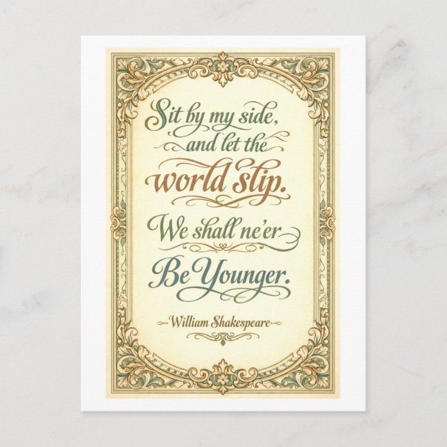 "Sit By My Side" Shakespeare Postcard (Front)